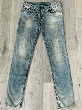 Diesel Kids Matic J Slim Tapered Distressed Acid Wash Jeans Girls Size 12